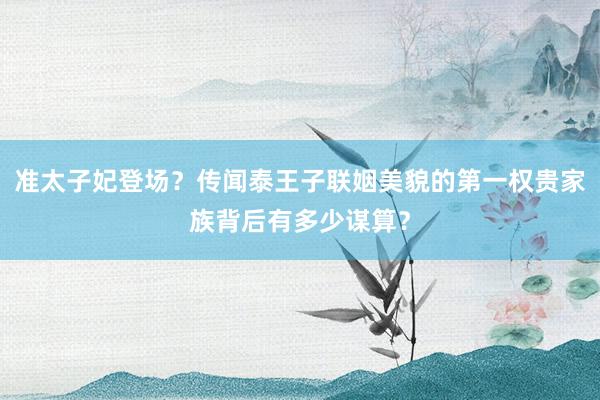 准太子妃登场？传闻泰王子联姻美貌的第一权贵家族背后有多少谋算？