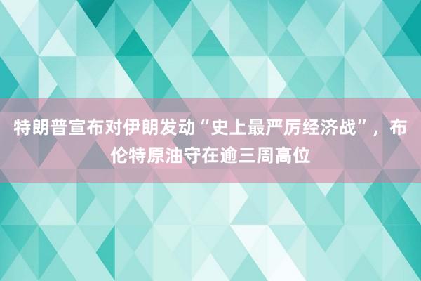 特朗普宣布对伊朗发动“史上最严厉经济战”，布伦特原油守在逾三周高位