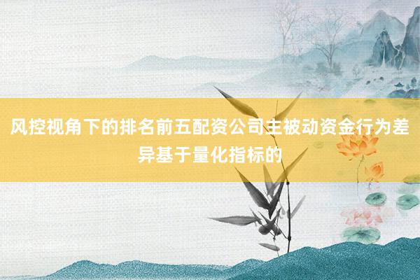 风控视角下的排名前五配资公司主被动资金行为差异基于量化指标的