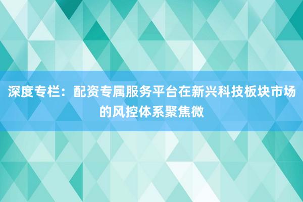 深度专栏：配资专属服务平台在新兴科技板块市场的风控体系聚焦微