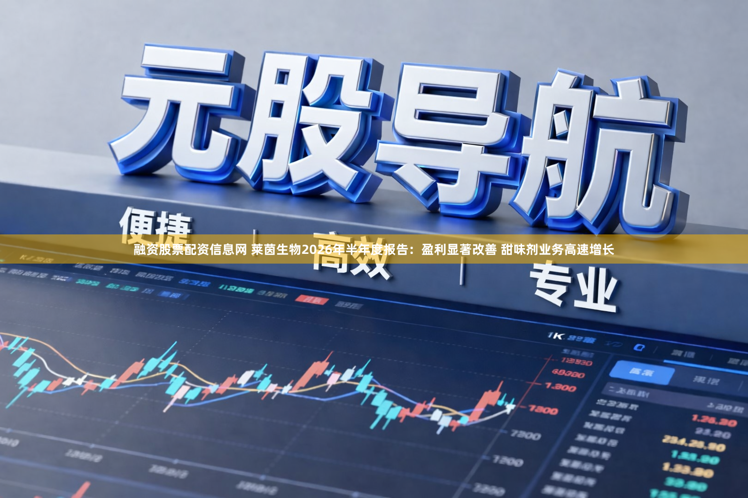 融资股票配资信息网 莱茵生物2026年半年度报告：盈利显著改善 甜味剂业务高速增长