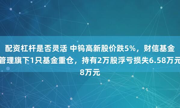 配资杠杆是否灵活 中钨高新股价跌5%，财信基金管理旗下1只基金重仓，持有2万股浮亏损失6.58万元
