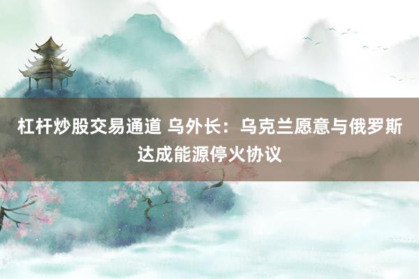 杠杆炒股交易通道 乌外长：乌克兰愿意与俄罗斯达成能源停火协议