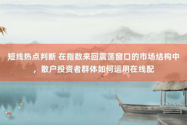 短线热点判断 在指数来回震荡窗口的市场结构中，散户投资者群体如何运用在线配