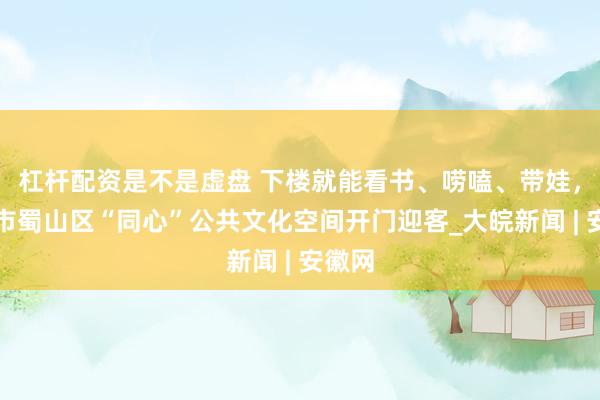 杠杆配资是不是虚盘 下楼就能看书、唠嗑、带娃，合肥市蜀山区“同心”公共文化空间开门迎客_大皖新闻 | 安徽网
