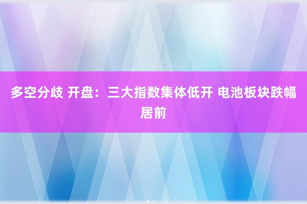 多空分歧 开盘：三大指数集体低开 电池板块跌幅居前