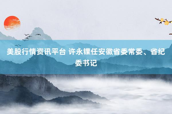 美股行情资讯平台 许永锞任安徽省委常委、省纪委书记